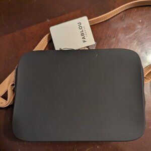Fablou Chelsea Black Crossbody Bag with Tan Strap BNWT